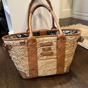 Jcrew straw and leather bag